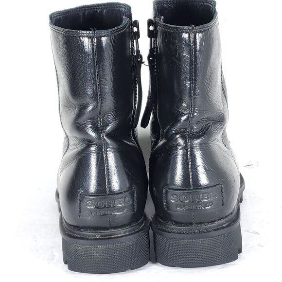 Sorel Women’s Emilie II US 8,5 Black Patent Leather Side Zip Ankle Boots Booties - Picture 10 of 15